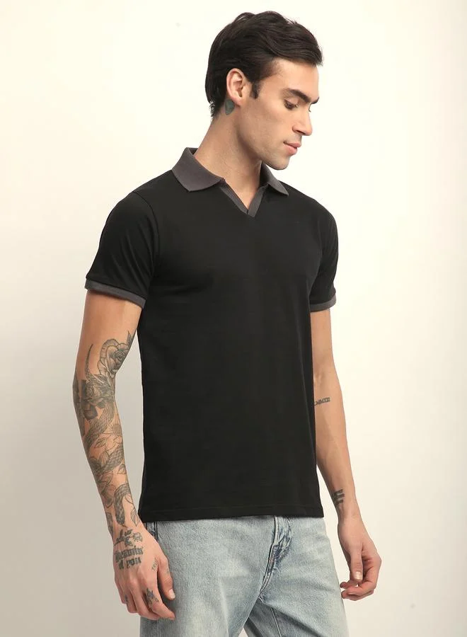 ديلينجر تيشيرت بولو سادة بياقة مفتوحة وقصة عادية للرجال